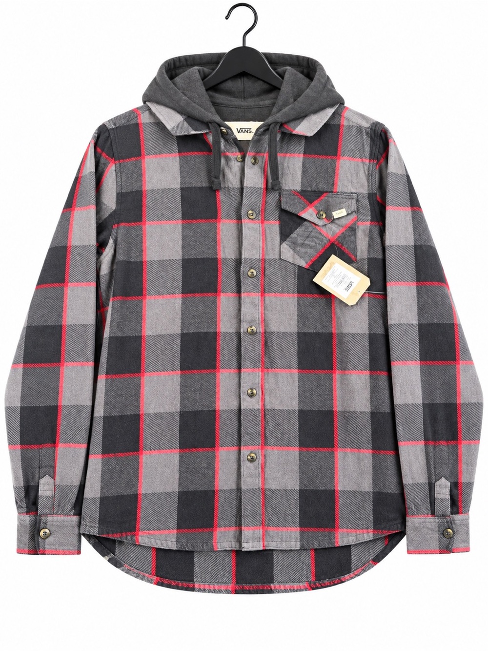 Vans Off The Wall Men’s Hooded Plaid Flannel Shirt Jacket Medium NWT